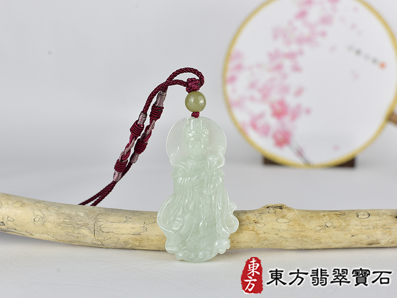 翡翠如意觀音項鍊玉珮(觀世音菩薩:如意觀音牌翡翠觀音玉珮、翡翠如意觀音玉墜)。糯種如意觀音,GY2183。客製化訂做各種翡翠如意觀音吊墜玉珮項鍊。★附東方翡翠寶石保證卡 0.jpg