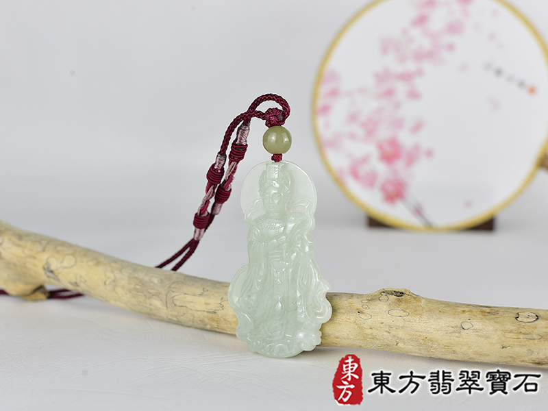 翡翠如意觀音項鍊玉珮(觀世音菩薩:如意觀音牌翡翠觀音玉珮、翡翠如意觀音玉墜)。糯種如意觀音,GY2183。客製化訂做各種翡翠如意觀音吊墜玉珮項鍊。★附東方翡翠寶石保證卡 1.jpg