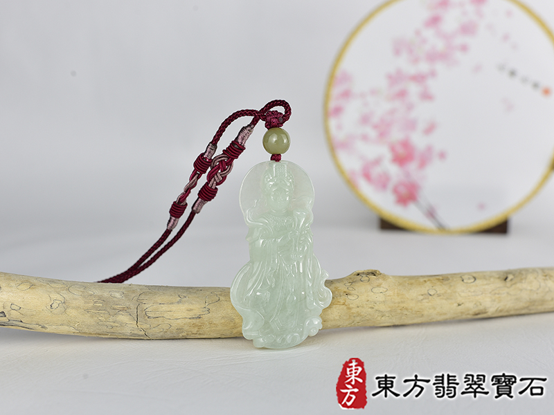 翡翠如意觀音項鍊玉珮(觀世音菩薩:如意觀音牌翡翠觀音玉珮、翡翠如意觀音玉墜)。糯種如意觀音,GY2183。客製化訂做各種翡翠如意觀音吊墜玉珮項鍊。★附東方翡翠寶石保證卡 3.jpg