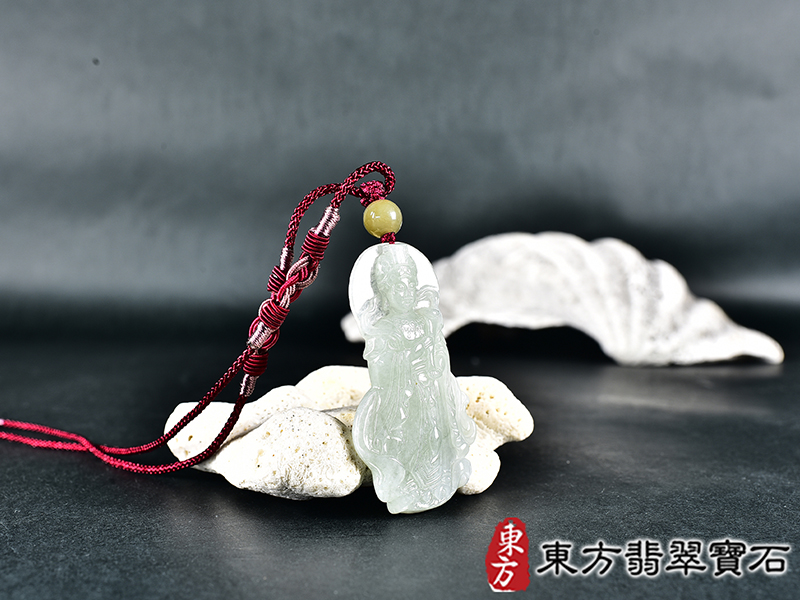 翡翠如意觀音項鍊玉珮(觀世音菩薩:如意觀音牌翡翠觀音玉珮、翡翠如意觀音玉墜)。糯種如意觀音,GY2183。客製化訂做各種翡翠如意觀音吊墜玉珮項鍊。★附東方翡翠寶石保證卡 5.jpg