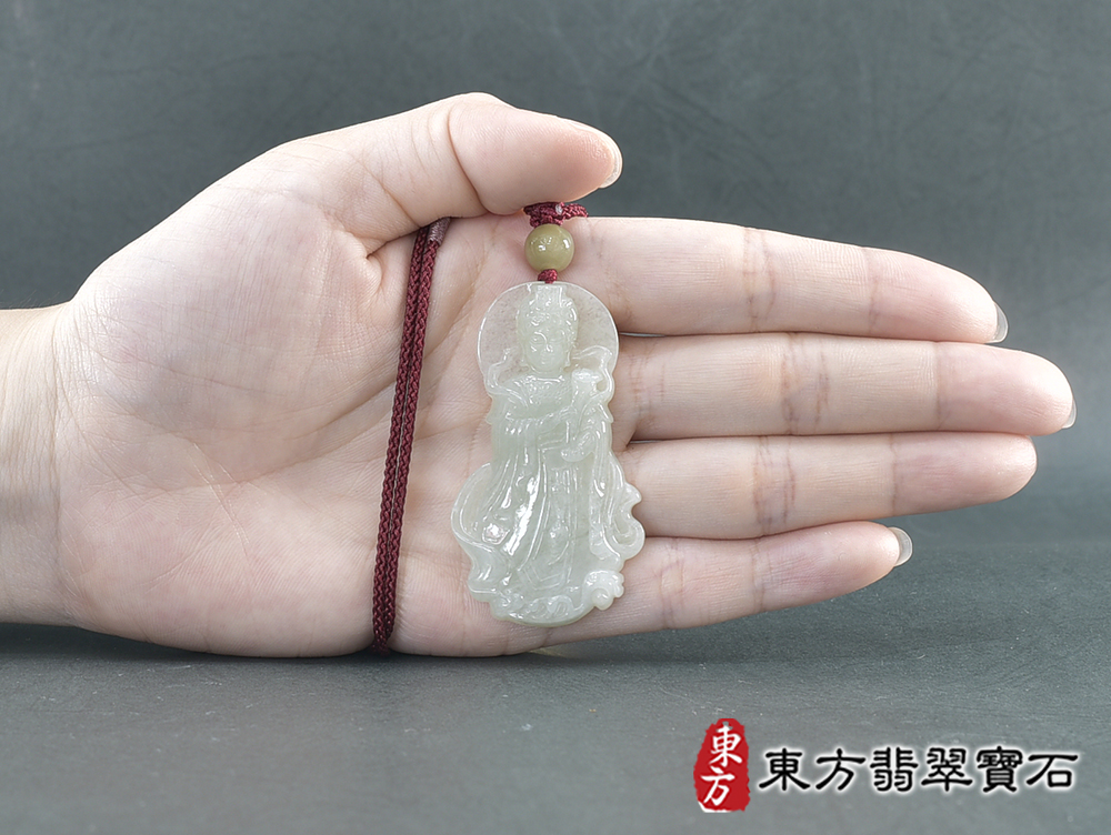 翡翠如意觀音項鍊玉珮(觀世音菩薩:如意觀音牌翡翠觀音玉珮、翡翠如意觀音玉墜)。糯種如意觀音,GY2183。客製化訂做各種翡翠如意觀音吊墜玉珮項鍊。★附東方翡翠寶石保證卡 8.jpg