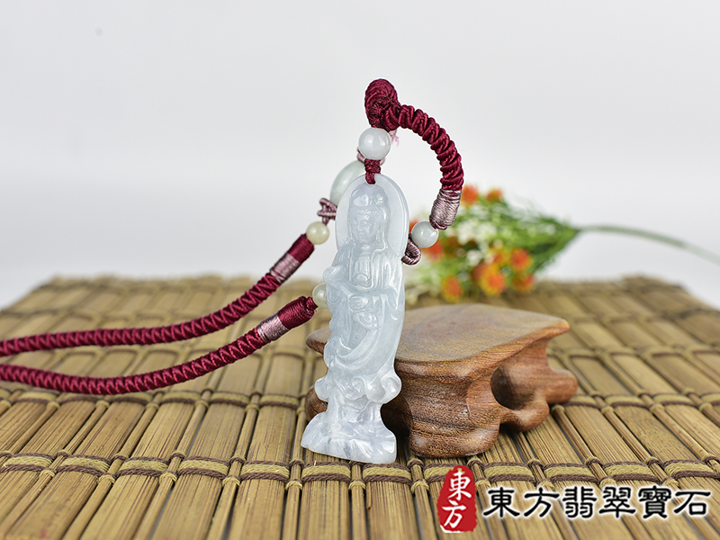 翡翠如意觀音項鍊玉珮(觀世音菩薩:如意觀音牌翡翠觀音玉珮、翡翠如意觀音玉墜)。糯種如意觀音,GY2188。客製化訂做各種翡翠如意觀音吊墜玉珮項鍊。★附東方翡翠寶石保證卡 1.jpg