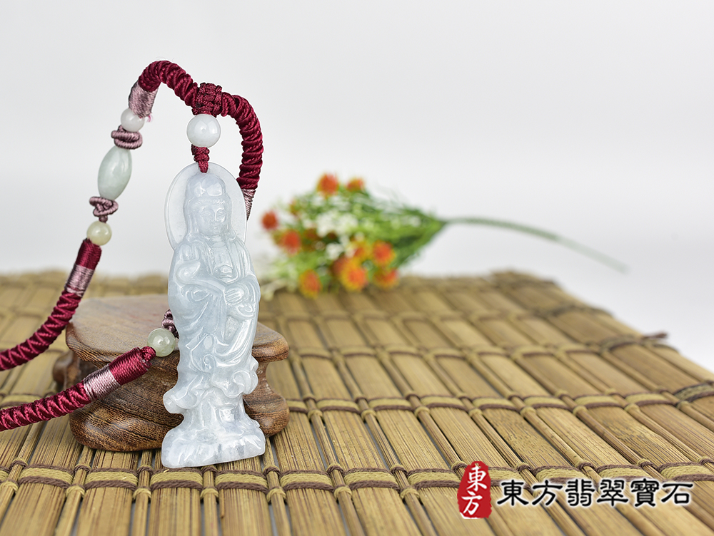 翡翠如意觀音項鍊玉珮(觀世音菩薩:如意觀音牌翡翠觀音玉珮、翡翠如意觀音玉墜)。糯種如意觀音,GY2188。客製化訂做各種翡翠如意觀音吊墜玉珮項鍊。★附東方翡翠寶石保證卡 4.jpg