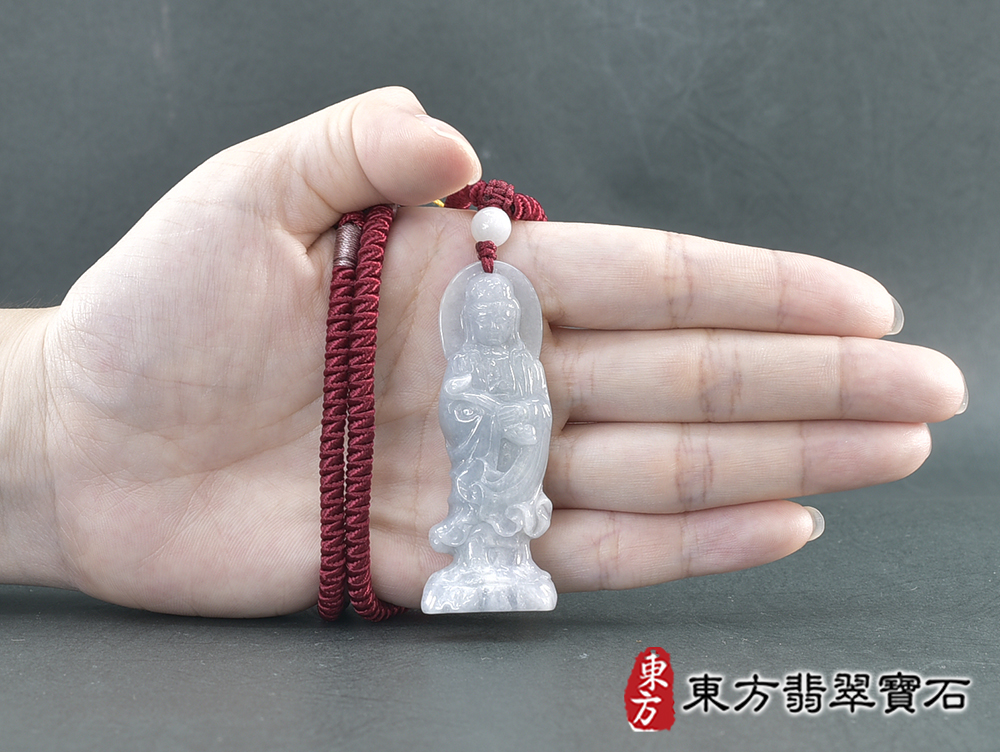 翡翠如意觀音項鍊玉珮(觀世音菩薩:如意觀音牌翡翠觀音玉珮、翡翠如意觀音玉墜)。糯種如意觀音,GY2188。客製化訂做各種翡翠如意觀音吊墜玉珮項鍊。★附東方翡翠寶石保證卡 5.jpg