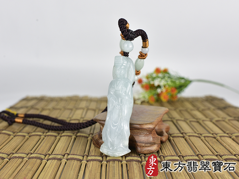 翡翠如意觀音項鍊玉珮(觀世音菩薩:如意觀音牌翡翠觀音玉珮、翡翠如意觀音玉墜)。糯種如意觀音,GY2191。客製化訂做各種翡翠如意觀音吊墜玉珮項鍊。★附東方翡翠寶石保證卡 1.jpg