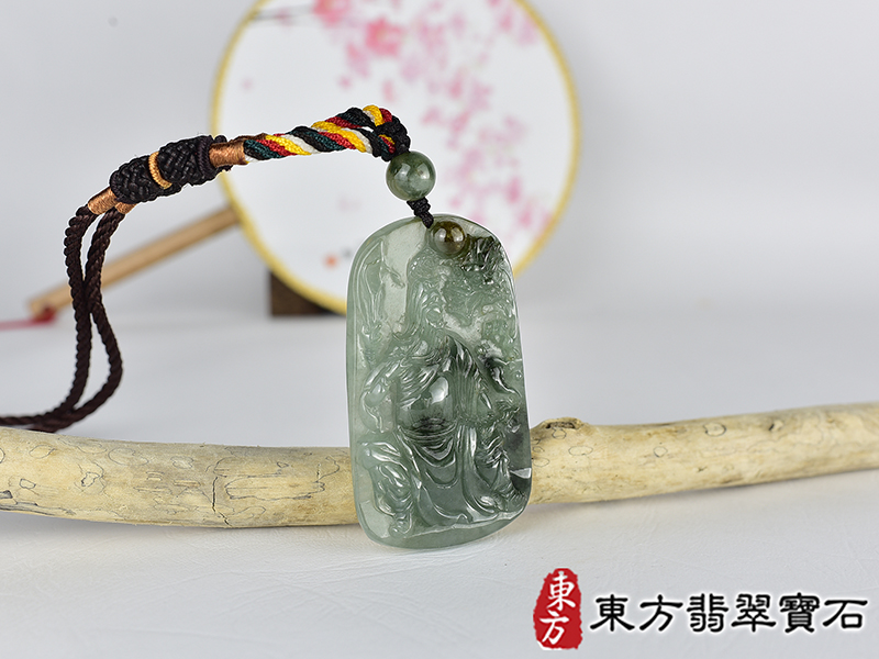 翡翠關公項鍊玉珮(關聖帝君:關公牌A貨翡翠關公玉珮、緬甸玉關公玉墜)。關公,KG738。客製化訂做各種翡翠關公吊墜玉珮項鍊。★附A貨翡翠雙證書 2.jpg