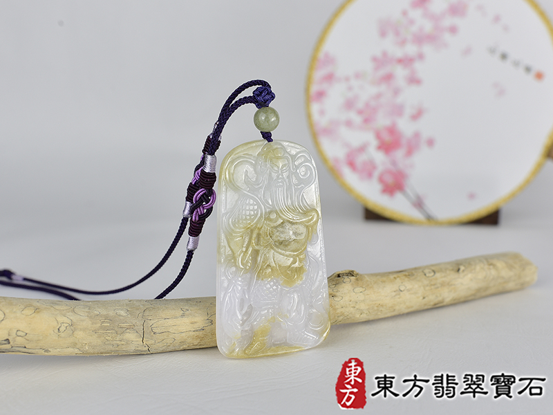 翡翠關公項鍊玉珮(關聖帝君:關公牌A貨翡翠關公玉珮、緬甸玉關公玉墜)。關公,KG745。客製化訂做各種翡翠關公吊墜玉珮項鍊。★附A貨翡翠雙證書 2.jpg