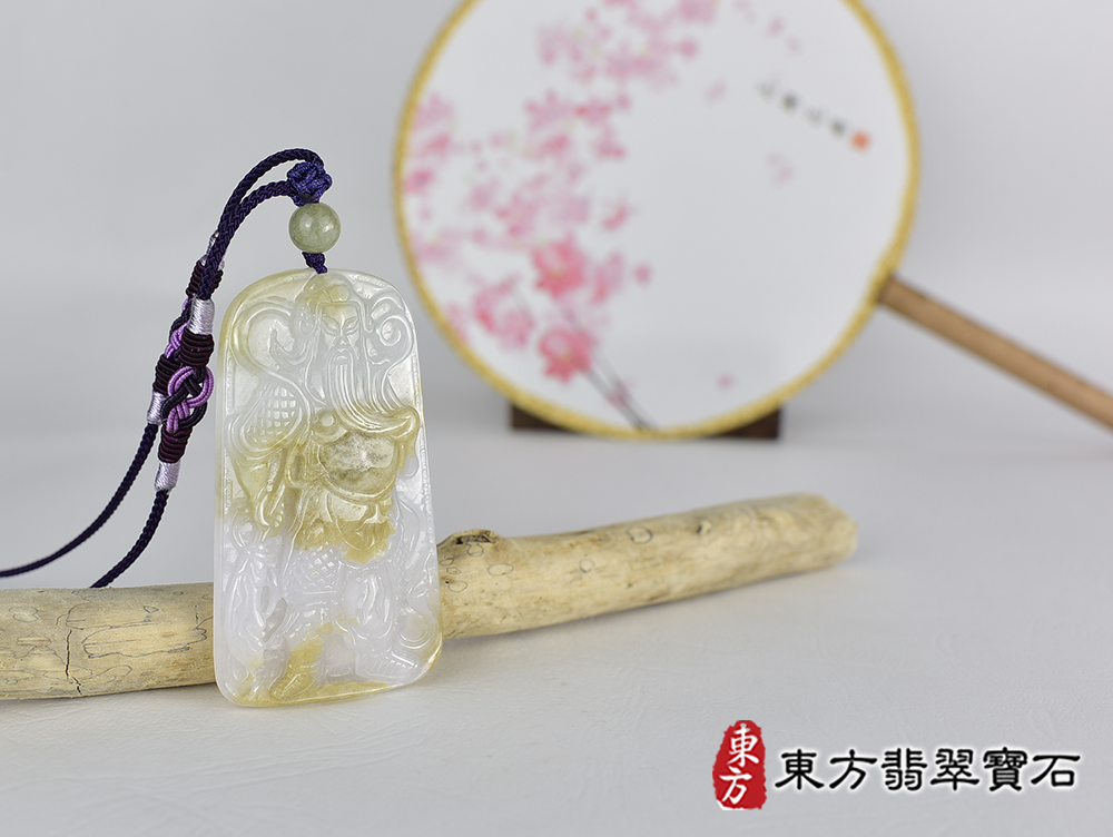 翡翠關公項鍊玉珮(關聖帝君:關公牌A貨翡翠關公玉珮、緬甸玉關公玉墜)。關公,KG745。客製化訂做各種翡翠關公吊墜玉珮項鍊。★附A貨翡翠雙證書 4.jpg