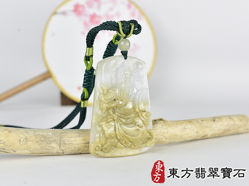 翡翠關公項鍊玉珮(關聖帝君:關公牌A貨翡翠關公玉珮、緬甸玉關公玉墜)。關公,KG750。客製化訂做各種翡翠關公吊墜玉珮項鍊。★附A貨翡翠雙證書 2.jpg