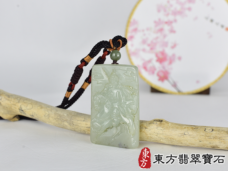 翡翠關公項鍊玉珮(關聖帝君:關公牌A貨翡翠關公玉珮、緬甸玉關公玉墜)。關公,KG755。客製化訂做各種翡翠關公吊墜玉珮項鍊。★附A貨翡翠雙證書 1.jpg