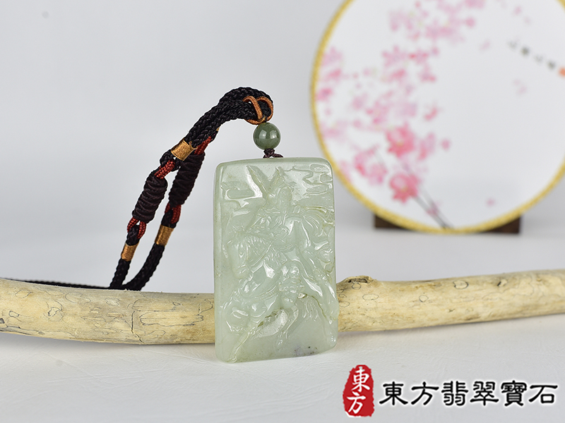 翡翠關公項鍊玉珮(關聖帝君:關公牌A貨翡翠關公玉珮、緬甸玉關公玉墜)。關公,KG755。客製化訂做各種翡翠關公吊墜玉珮項鍊。★附A貨翡翠雙證書 2.jpg