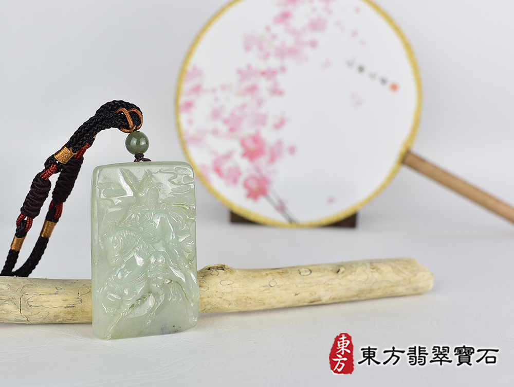 翡翠關公項鍊玉珮(關聖帝君:關公牌A貨翡翠關公玉珮、緬甸玉關公玉墜)。關公,KG755。客製化訂做各種翡翠關公吊墜玉珮項鍊。★附A貨翡翠雙證書 4.jpg