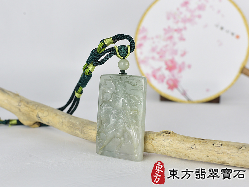 翡翠關公項鍊玉珮(關聖帝君:關公牌A貨翡翠關公玉珮、緬甸玉關公玉墜)。關公,KG756。客製化訂做各種翡翠關公吊墜玉珮項鍊。★附A貨翡翠雙證書 1.jpg