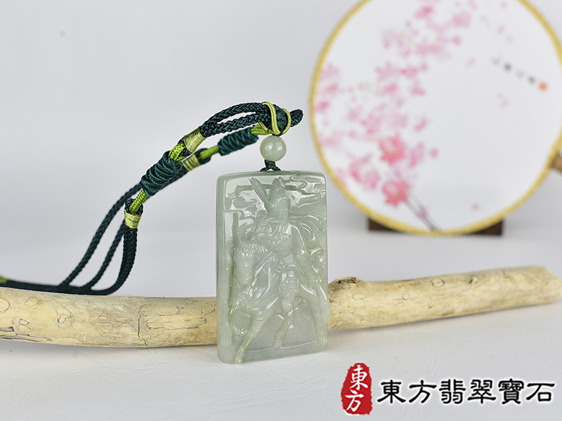 翡翠關公項鍊玉珮(關聖帝君:關公牌A貨翡翠關公玉珮、緬甸玉關公玉墜)。關公,KG756。客製化訂做各種翡翠關公吊墜玉珮項鍊。★附A貨翡翠雙證書 2.jpg