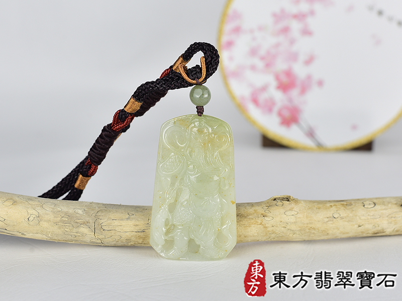 翡翠關公項鍊玉珮(關聖帝君:關公牌A貨翡翠關公玉珮、緬甸玉關公玉墜)。關公,KG757。客製化訂做各種翡翠關公吊墜玉珮項鍊。★附A貨翡翠雙證書 0.jpg