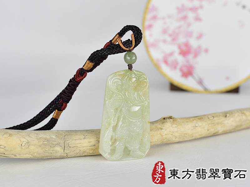 翡翠關公項鍊玉珮(關聖帝君:關公牌A貨翡翠關公玉珮、緬甸玉關公玉墜)。關公,KG757。客製化訂做各種翡翠關公吊墜玉珮項鍊。★附A貨翡翠雙證書 2.jpg