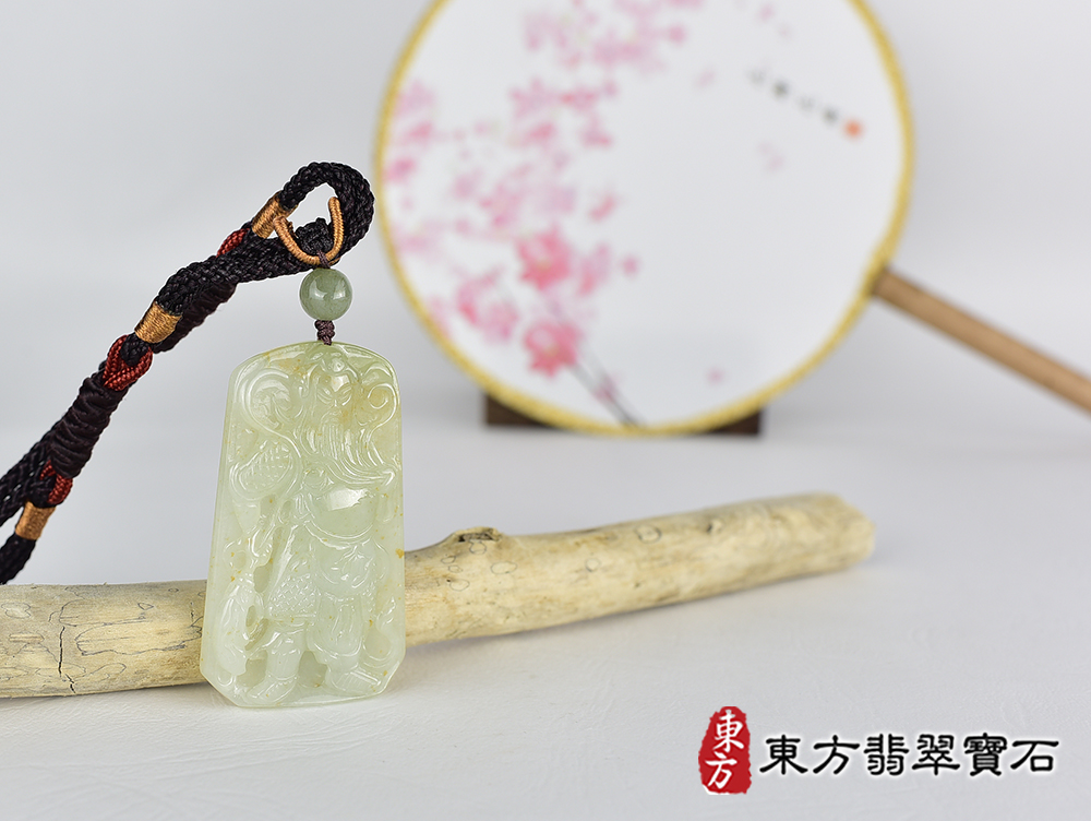 翡翠關公項鍊玉珮(關聖帝君:關公牌A貨翡翠關公玉珮、緬甸玉關公玉墜)。關公,KG757。客製化訂做各種翡翠關公吊墜玉珮項鍊。★附A貨翡翠雙證書 4.jpg