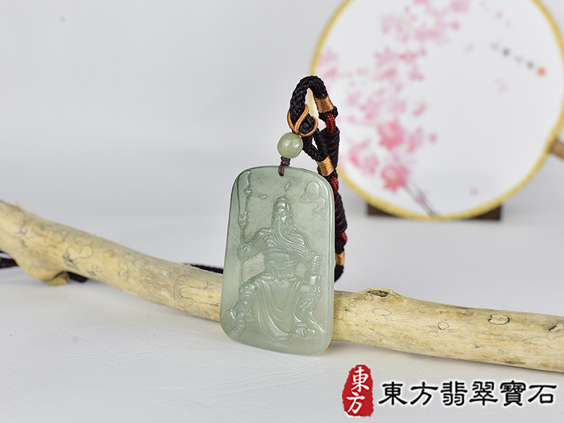 翡翠關公項鍊玉珮(關聖帝君:關公牌A貨翡翠關公玉珮、緬甸玉關公玉墜)。關公,KG758。客製化訂做各種翡翠關公吊墜玉珮項鍊。★附A貨翡翠雙證書 1.jpg