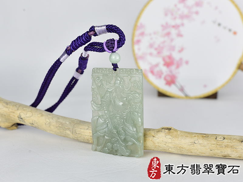 翡翠關公項鍊玉珮(關聖帝君:關公牌A貨翡翠關公玉珮、緬甸玉關公玉墜)。關公,KG760。客製化訂做各種翡翠關公吊墜玉珮項鍊。★附A貨翡翠雙證書 1.jpg