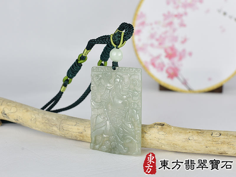 翡翠關公項鍊玉珮(關聖帝君:關公牌A貨翡翠關公玉珮、緬甸玉關公玉墜)。關公,KG761。客製化訂做各種翡翠關公吊墜玉珮項鍊。★附A貨翡翠雙證書 1.jpg