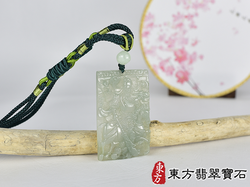 翡翠關公項鍊玉珮(關聖帝君:關公牌A貨翡翠關公玉珮、緬甸玉關公玉墜)。關公,KG761。客製化訂做各種翡翠關公吊墜玉珮項鍊。★附A貨翡翠雙證書 2.jpg