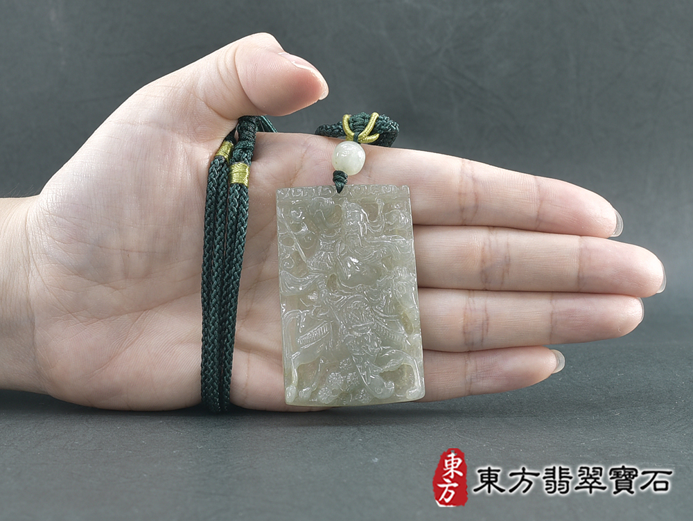 翡翠關公項鍊玉珮(關聖帝君:關公牌A貨翡翠關公玉珮、緬甸玉關公玉墜)。關公,KG761。客製化訂做各種翡翠關公吊墜玉珮項鍊。★附A貨翡翠雙證書 5.jpg