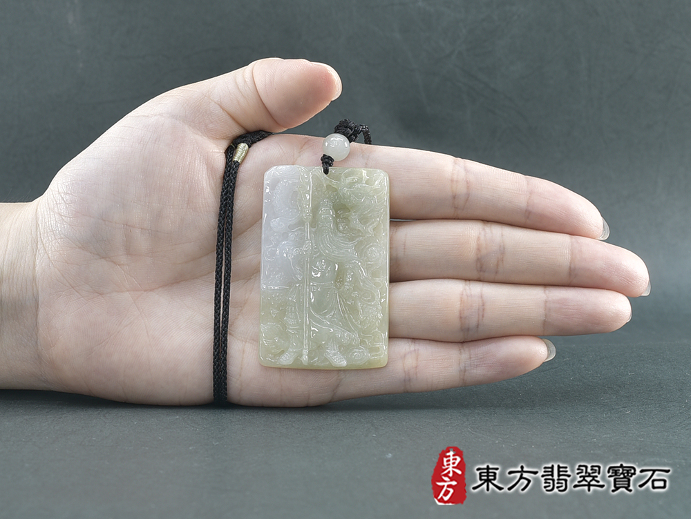 翡翠關公項鍊玉珮(關聖帝君:關公牌A貨翡翠關公玉珮、緬甸玉關公玉墜)。關公,KG762。客製化訂做各種翡翠關公吊墜玉珮項鍊。★附A貨翡翠雙證書 5.jpg