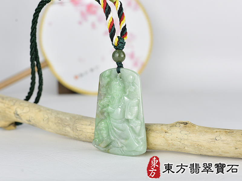 翡翠關公項鍊玉珮(關聖帝君:關公牌A貨翡翠關公玉珮、緬甸玉關公玉墜)。關公,KG763。客製化訂做各種翡翠關公吊墜玉珮項鍊。★附A貨翡翠雙證書 1.jpg