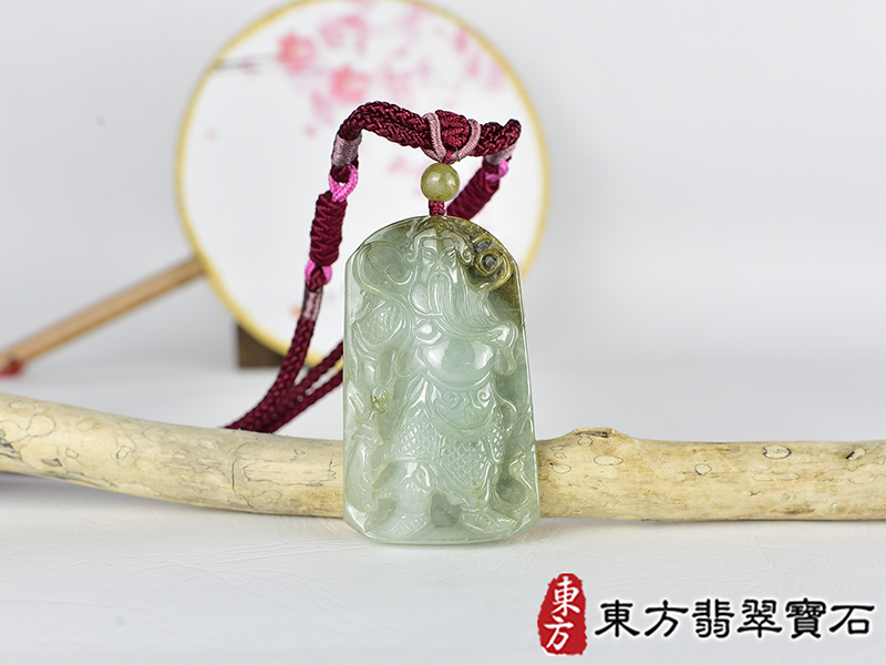 翡翠關公項鍊玉珮(關聖帝君:關公牌A貨翡翠關公玉珮、緬甸玉關公玉墜)。關公,KG772。客製化訂做各種翡翠關公吊墜玉珮項鍊。★附A貨翡翠雙證書 0.jpg