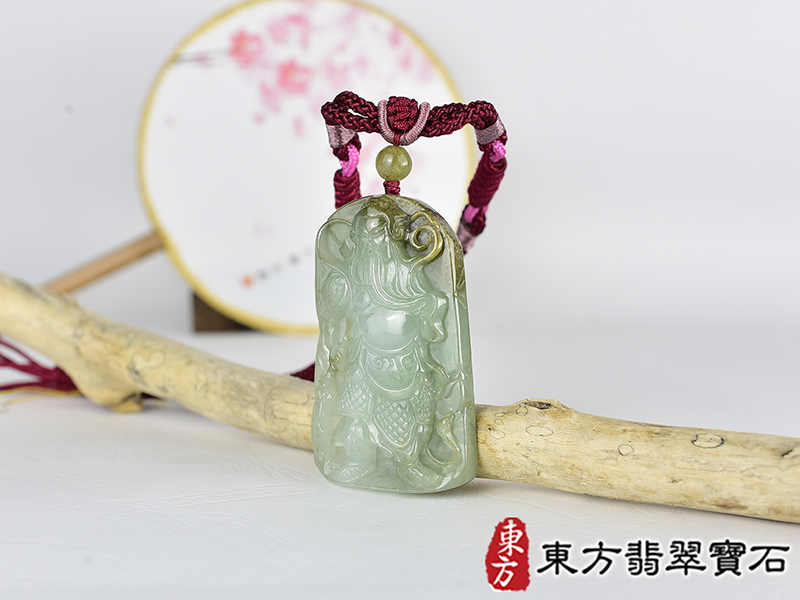 翡翠關公項鍊玉珮(關聖帝君:關公牌A貨翡翠關公玉珮、緬甸玉關公玉墜)。關公,KG772。客製化訂做各種翡翠關公吊墜玉珮項鍊。★附A貨翡翠雙證書 1.jpg