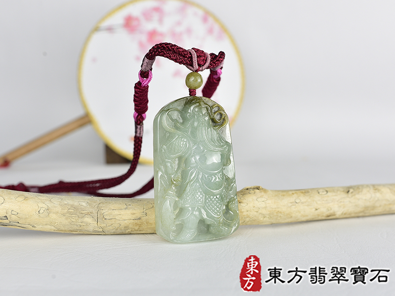 翡翠關公項鍊玉珮(關聖帝君:關公牌A貨翡翠關公玉珮、緬甸玉關公玉墜)。關公,KG772。客製化訂做各種翡翠關公吊墜玉珮項鍊。★附A貨翡翠雙證書 2.jpg