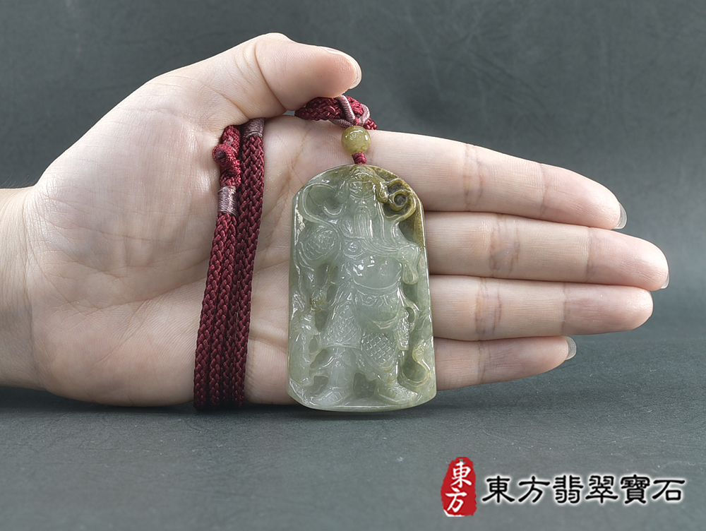 翡翠關公項鍊玉珮(關聖帝君:關公牌A貨翡翠關公玉珮、緬甸玉關公玉墜)。關公,KG772。客製化訂做各種翡翠關公吊墜玉珮項鍊。★附A貨翡翠雙證書 5.jpg