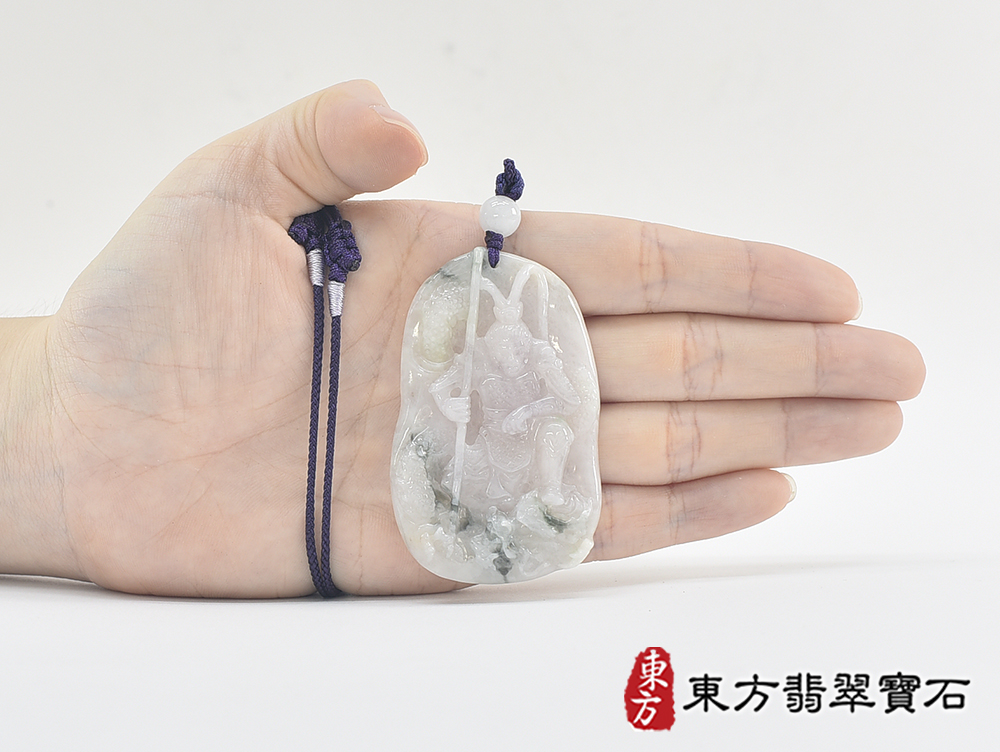 翡翠齊天大聖項鍊玉珮(齊天大聖:齊天大聖牌A貨翡翠齊天大聖玉珮、緬甸玉齊天大聖玉墜)。淡綠色糯種齊天大聖,KN256。客製化訂做各種翡翠齊天大聖吊墜玉珮項鍊。★附A貨翡翠雙證書 5.jpg
