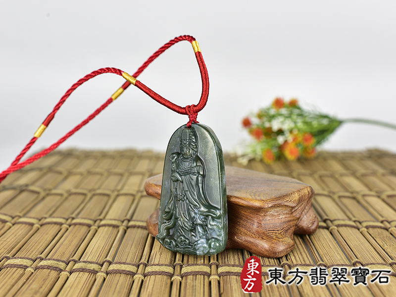 水草玉媽祖項鍊玉珮(天上聖母:媽祖牌水草玉媽祖玉珮、水草玉媽祖玉墜)。水草玉媽祖,MD270。客製化訂做各種水草玉媽祖吊墜玉珮項鍊。★附東方翡翠寶石保證卡 1.jpg