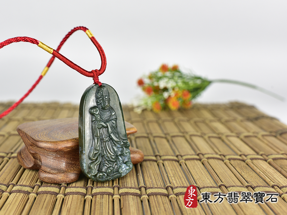 水草玉媽祖項鍊玉珮(天上聖母:媽祖牌水草玉媽祖玉珮、水草玉媽祖玉墜)。水草玉媽祖,MD270。客製化訂做各種水草玉媽祖吊墜玉珮項鍊。★附東方翡翠寶石保證卡 4.jpg