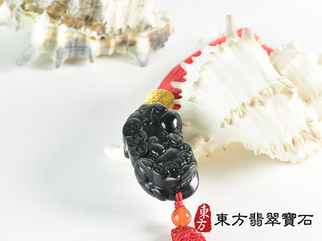 炫彩黑曜石貔貅項鍊玉珮(招財貔貅:貔貅牌黑曜石貔貅玉珮、黑曜石貔貅玉墜)。黑曜石貔貅,PF864。客製化訂做各種黑曜石貔貅吊墜玉珮項鍊。★東方翡翠寶石保證卡 3.jpg