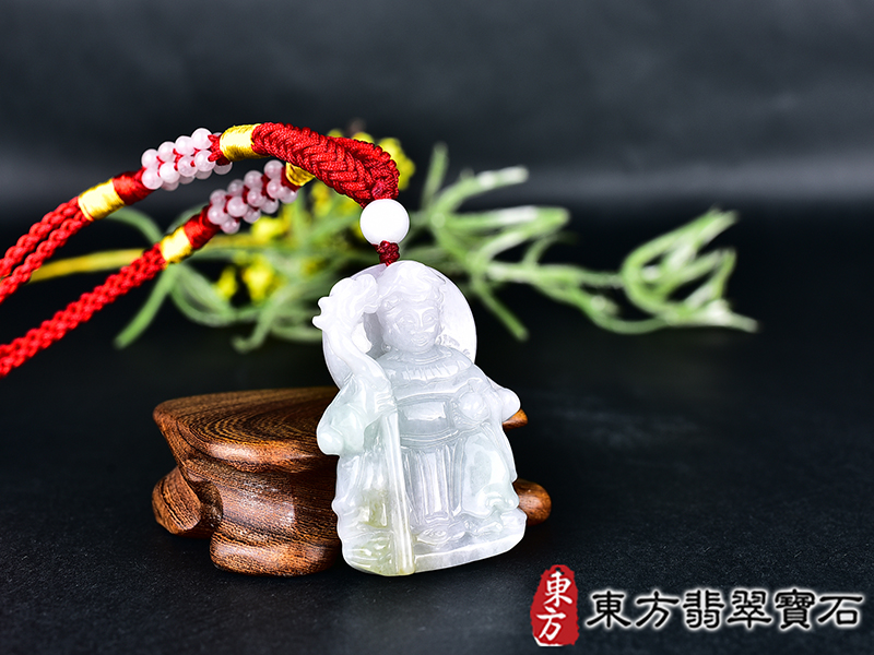 翡翠瑤池金母項鍊玉珮(王母娘娘:瑤池金母牌A貨翡翠瑤池金母玉珮、緬甸玉瑤池金母玉墜)。白底青豆糯翡翠瑤池金母,QE082。客製化訂做各種翡翠瑤池金母吊墜玉珮項鍊。★附A貨翡翠雙證書 2.jpg