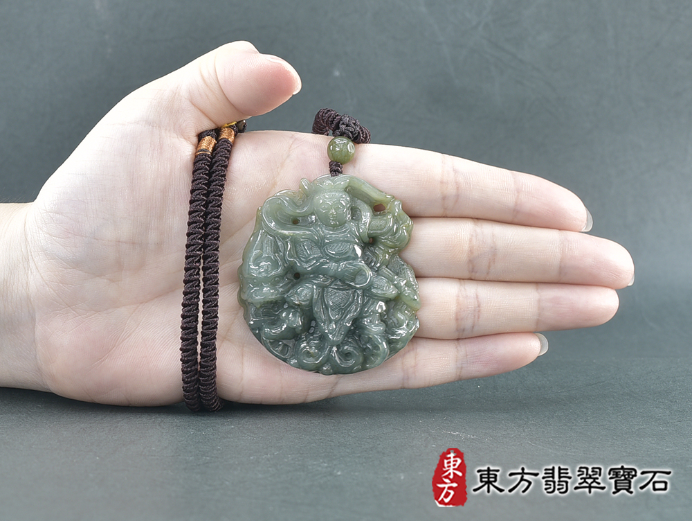 翡翠三太子項鍊玉珮(中壇元帥、哪吒:三太子牌A貨翡翠三太子玉珮、緬甸玉哪吒三太子玉墜)。翡翠三太子,TT226。客製化訂做各種翡翠哪吒三太子吊墜玉珮項鍊。★附A貨翡翠雙證書 5.jpg