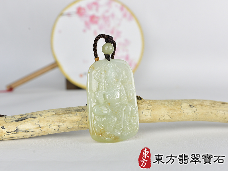 翡翠武財神項鍊玉珮(趙公明:武財神牌A貨翡翠武財神玉珮、緬甸玉武財神玉墜)。綠色翡翠糯種武財神,WM059。客製化訂做各種翡翠武財神吊墜玉珮項鍊。★附A貨翡翠雙證書 2.jpg