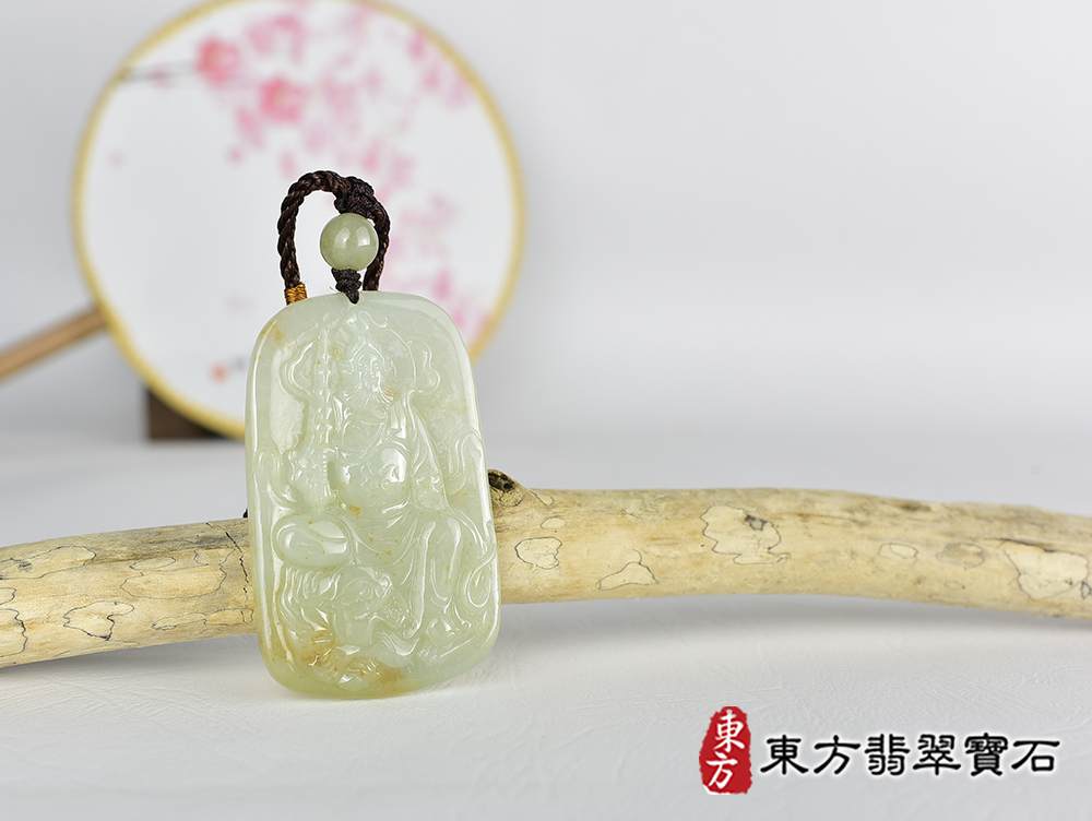 翡翠武財神項鍊玉珮(趙公明:武財神牌A貨翡翠武財神玉珮、緬甸玉武財神玉墜)。綠色翡翠糯種武財神,WM059。客製化訂做各種翡翠武財神吊墜玉珮項鍊。★附A貨翡翠雙證書 4.jpg