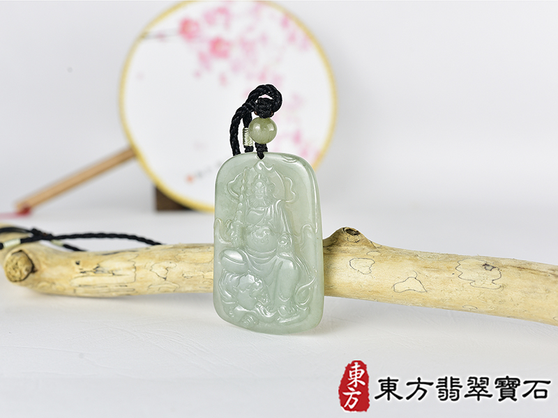 翡翠武財神項鍊玉珮(趙公明:武財神牌A貨翡翠武財神玉珮、緬甸玉武財神玉墜)。綠色翡翠糯種武財神,WM060。客製化訂做各種翡翠武財神吊墜玉珮項鍊。★附A貨翡翠雙證書 1.jpg