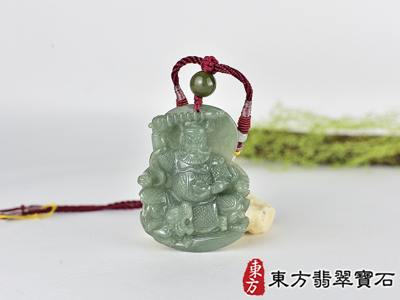 翡翠武財神項鍊玉珮(趙公明:武財神牌A貨翡翠武財神玉珮、緬甸玉武財神玉墜)。綠色翡翠糯種武財神,WM061。客製化訂做各種翡翠武財神吊墜玉珮項鍊。★附A貨翡翠雙證書 0.jpg