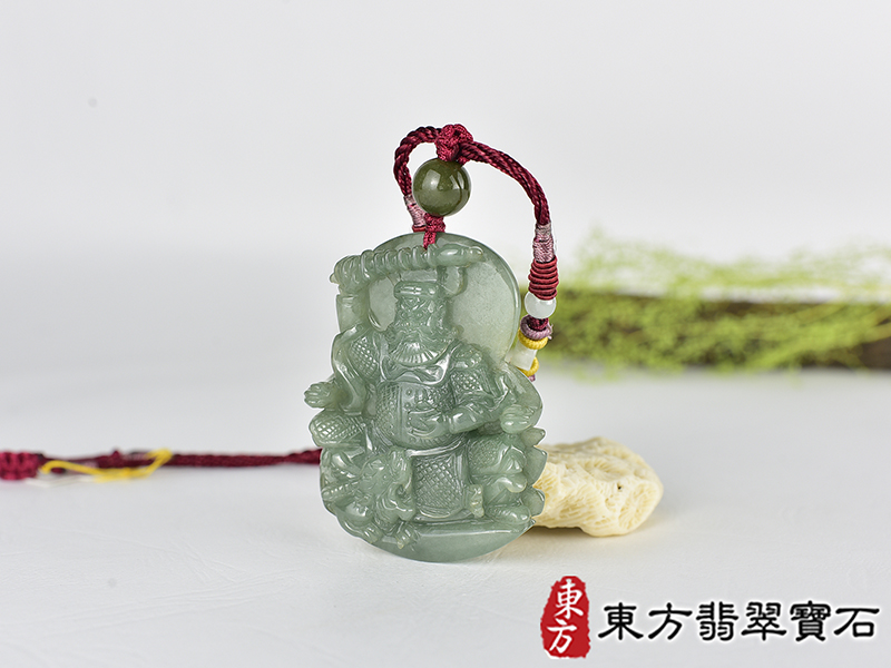翡翠武財神項鍊玉珮(趙公明:武財神牌A貨翡翠武財神玉珮、緬甸玉武財神玉墜)。綠色翡翠糯種武財神,WM061。客製化訂做各種翡翠武財神吊墜玉珮項鍊。★附A貨翡翠雙證書 1.jpg
