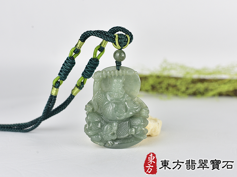 翡翠武財神項鍊玉珮(趙公明:武財神牌A貨翡翠武財神玉珮、緬甸玉武財神玉墜)。綠色翡翠糯種武財神,WM062。客製化訂做各種翡翠武財神吊墜玉珮項鍊。★附A貨翡翠雙證書 0.jpg