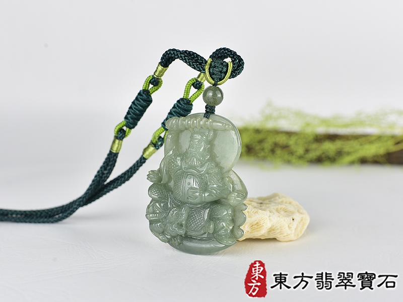 翡翠武財神項鍊玉珮(趙公明:武財神牌A貨翡翠武財神玉珮、緬甸玉武財神玉墜)。綠色翡翠糯種武財神,WM062。客製化訂做各種翡翠武財神吊墜玉珮項鍊。★附A貨翡翠雙證書 1.jpg