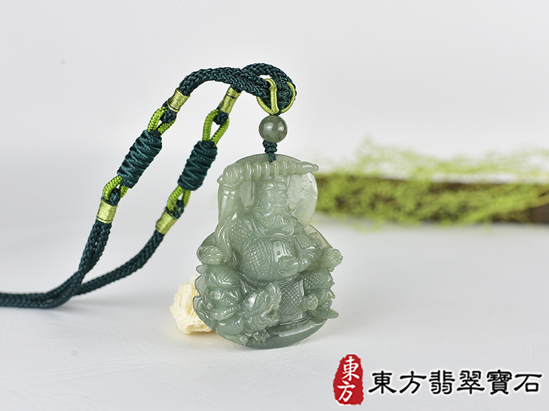 翡翠武財神項鍊玉珮(趙公明:武財神牌A貨翡翠武財神玉珮、緬甸玉武財神玉墜)。綠色翡翠糯種武財神,WM062。客製化訂做各種翡翠武財神吊墜玉珮項鍊。★附A貨翡翠雙證書 2.jpg