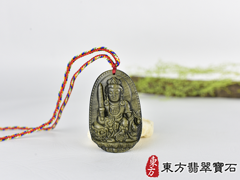 金曜石文殊菩薩項鍊玉珮(文殊菩薩:文殊菩薩牌金曜石文殊菩薩玉珮、金曜石文殊菩薩玉墜)。金曜石文殊菩薩,WS206。客製化訂做各種金曜石文殊菩薩吊墜玉珮項鍊。★附東方翡翠寶石保證卡 0.jpg