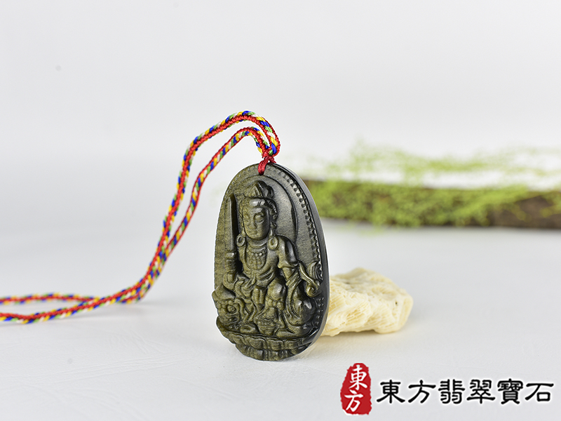 金曜石文殊菩薩項鍊玉珮(文殊菩薩:文殊菩薩牌金曜石文殊菩薩玉珮、金曜石文殊菩薩玉墜)。金曜石文殊菩薩,WS206。客製化訂做各種金曜石文殊菩薩吊墜玉珮項鍊。★附東方翡翠寶石保證卡 1.jpg