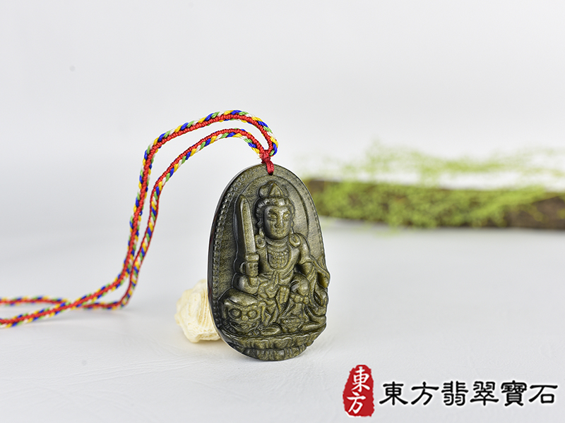 金曜石文殊菩薩項鍊玉珮(文殊菩薩:文殊菩薩牌金曜石文殊菩薩玉珮、金曜石文殊菩薩玉墜)。金曜石文殊菩薩,WS206。客製化訂做各種金曜石文殊菩薩吊墜玉珮項鍊。★附東方翡翠寶石保證卡 2.jpg