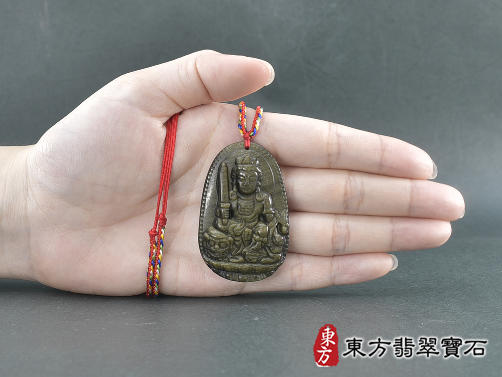 金曜石文殊菩薩項鍊玉珮(文殊菩薩:文殊菩薩牌金曜石文殊菩薩玉珮、金曜石文殊菩薩玉墜)。金曜石文殊菩薩,WS206。客製化訂做各種金曜石文殊菩薩吊墜玉珮項鍊。★附東方翡翠寶石保證卡 5.jpg